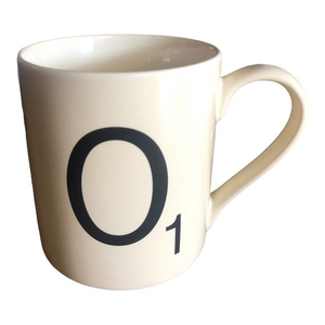 Scrabble “O” Mug By Wild & Wolf 2012 Coffee‎ Tea Ivory Ceramic MUG 3.75"